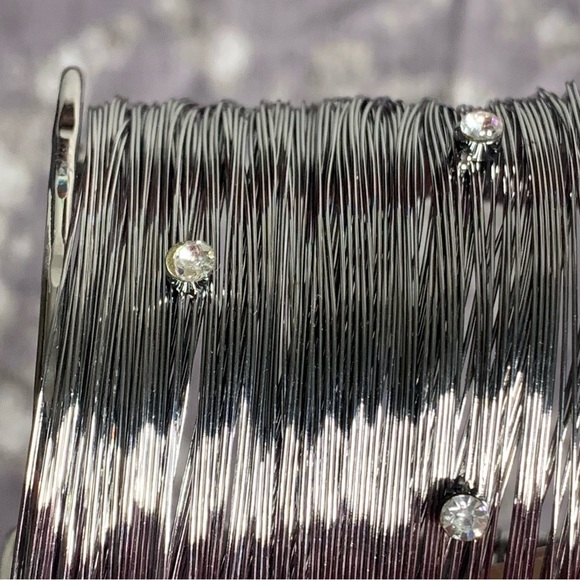 Brand New Metal Strands Crystal Cuff Bracelet - Picture 6 of 10